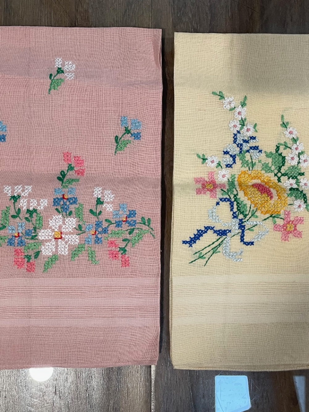Vintage Hand-Embroidered Tea Towels